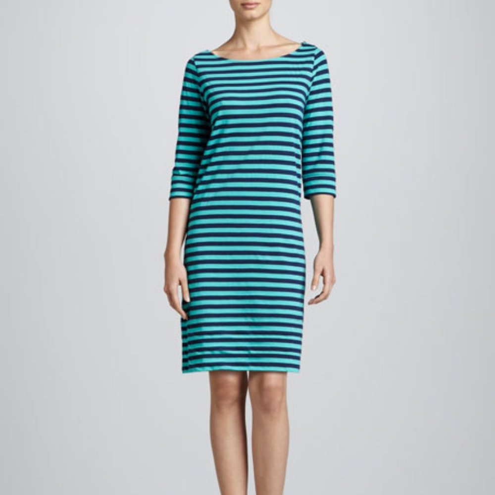 Lilly Pulitzer Cassie striped 100% cotton 3/4 sleeve dress size small